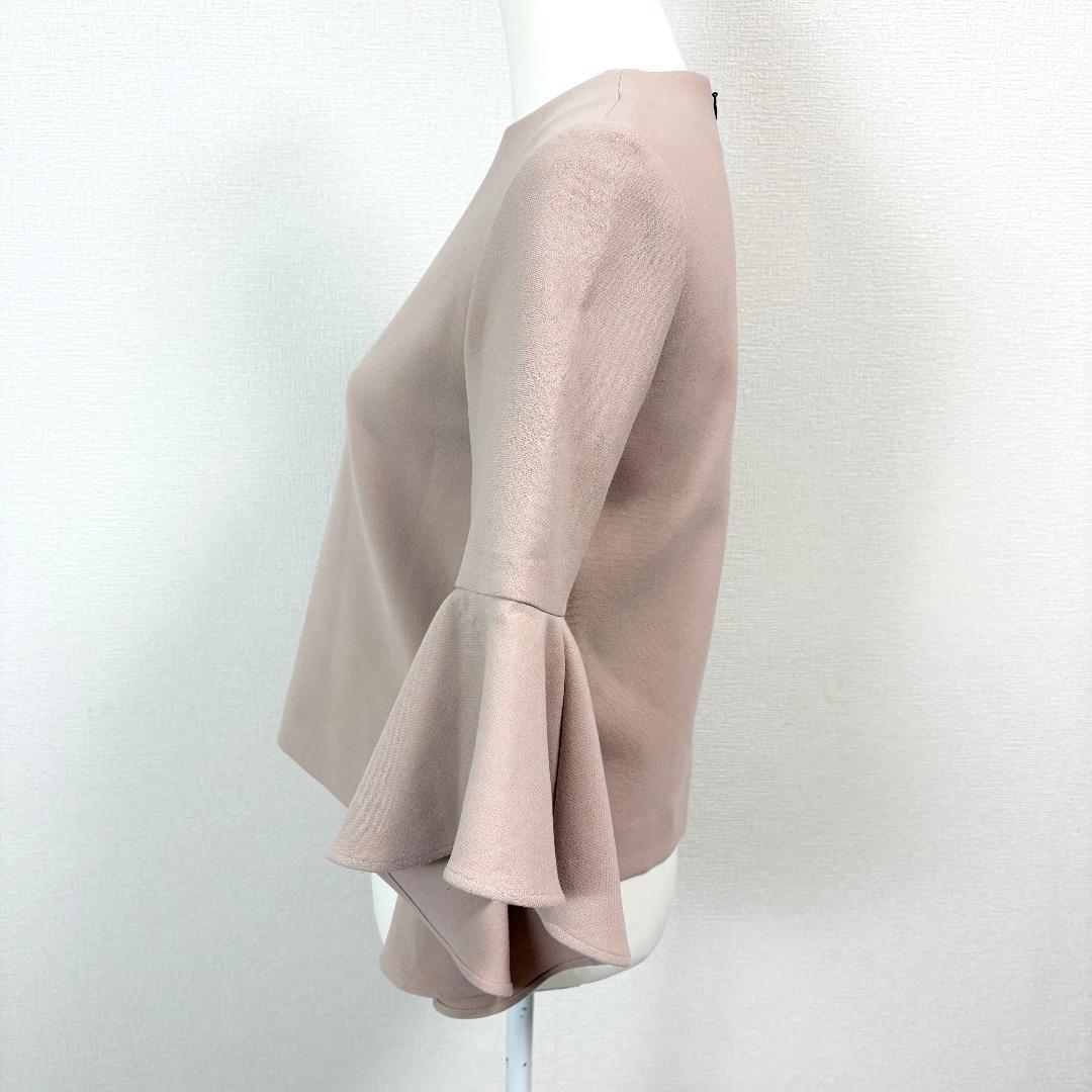 【美品】 YOKOCHAN 長袖ブラウスフレア袖 36 ベージュ 無地