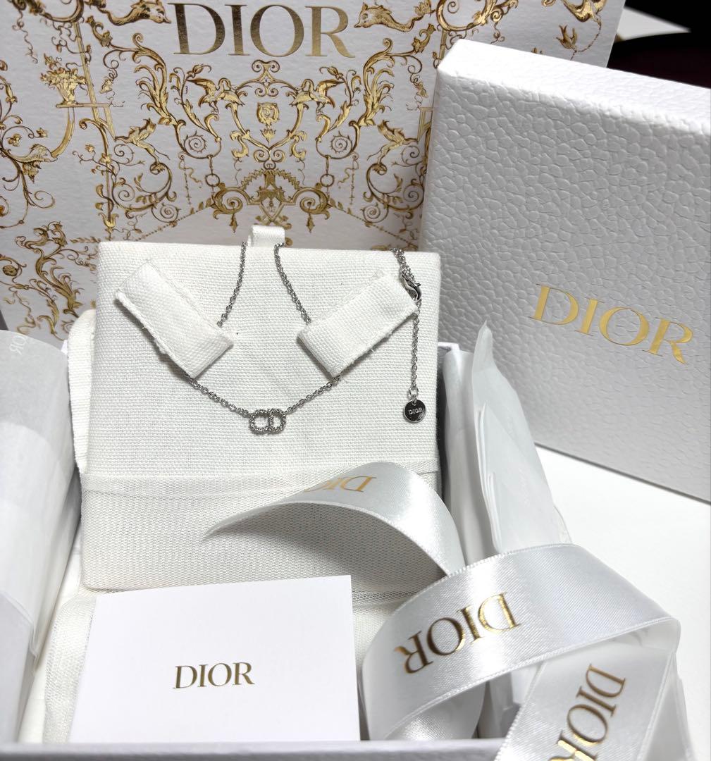 【超美品】Christian Dior シルバー ネックレス メタル＆クリスタル