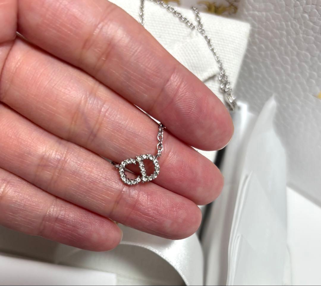 【超美品】Christian Dior シルバー ネックレス メタル＆クリスタル