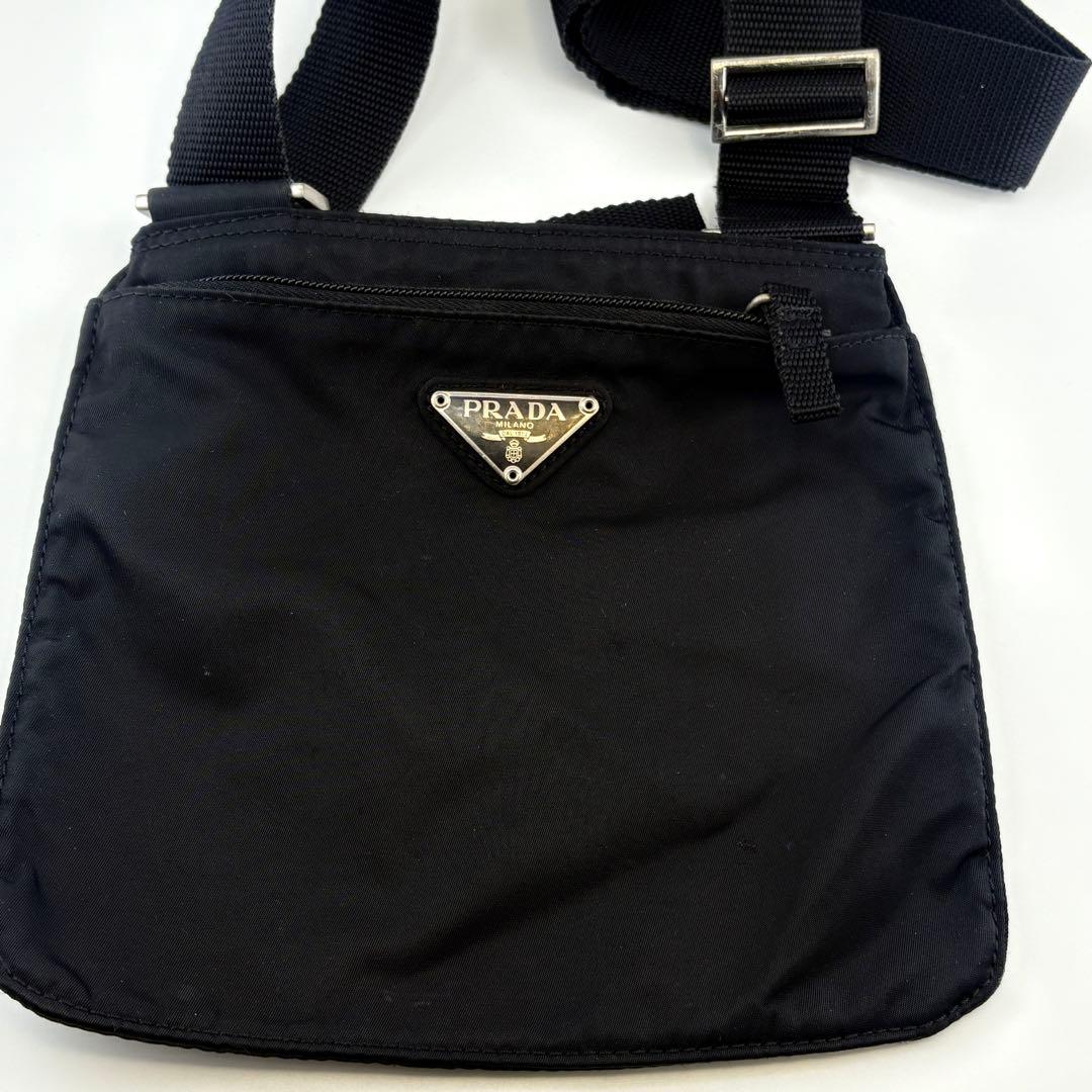 PRADA ナイロン ショルダーバッグ ブラック 三角ロゴ 正規品20x20
