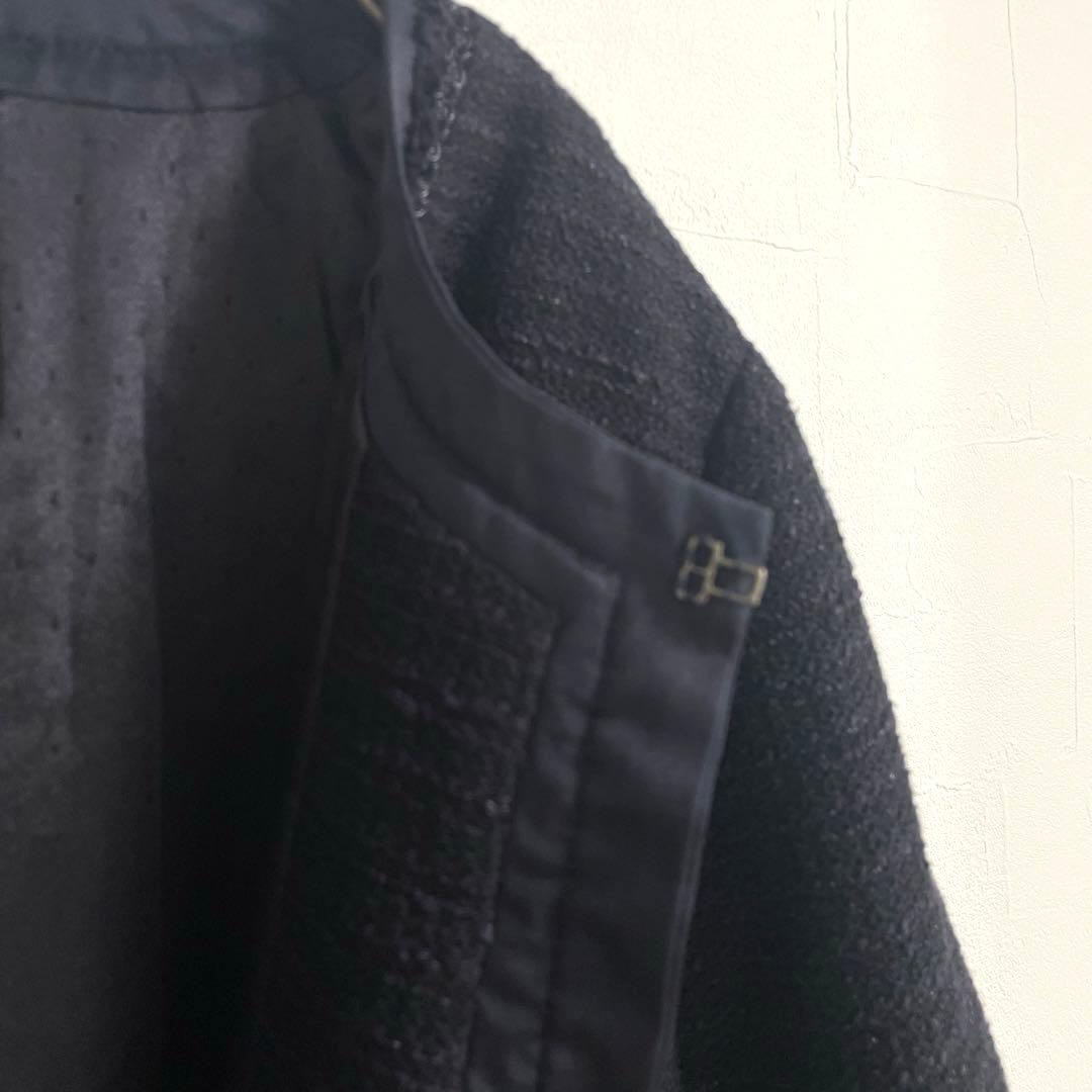 23区 ネイビー ノーカラージャケット 46 日本製　オンワード樫山　大きめ