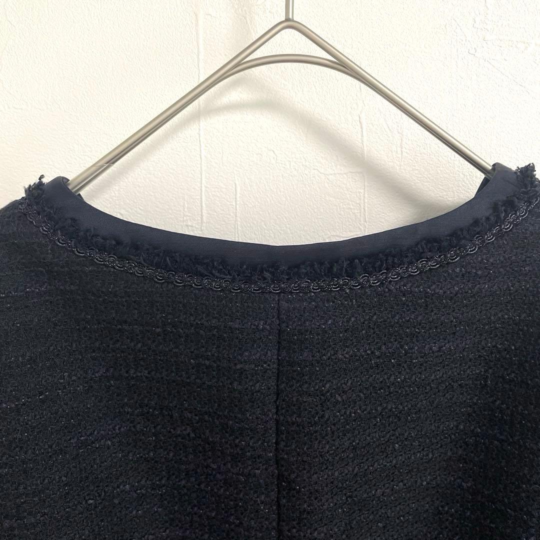 23区 ネイビー ノーカラージャケット 46 日本製　オンワード樫山　大きめ