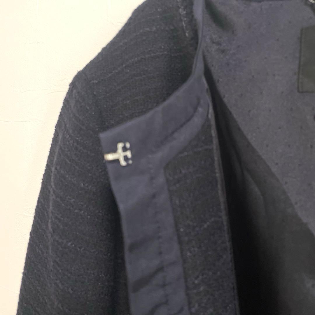 23区 ネイビー ノーカラージャケット 46 日本製　オンワード樫山　大きめ