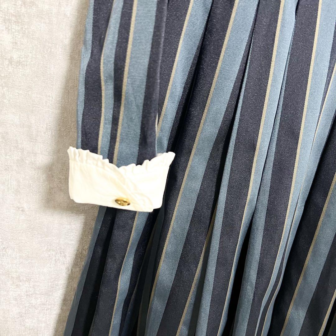 Jane Marple レジメンタルストライプのリセワンピース ブルー