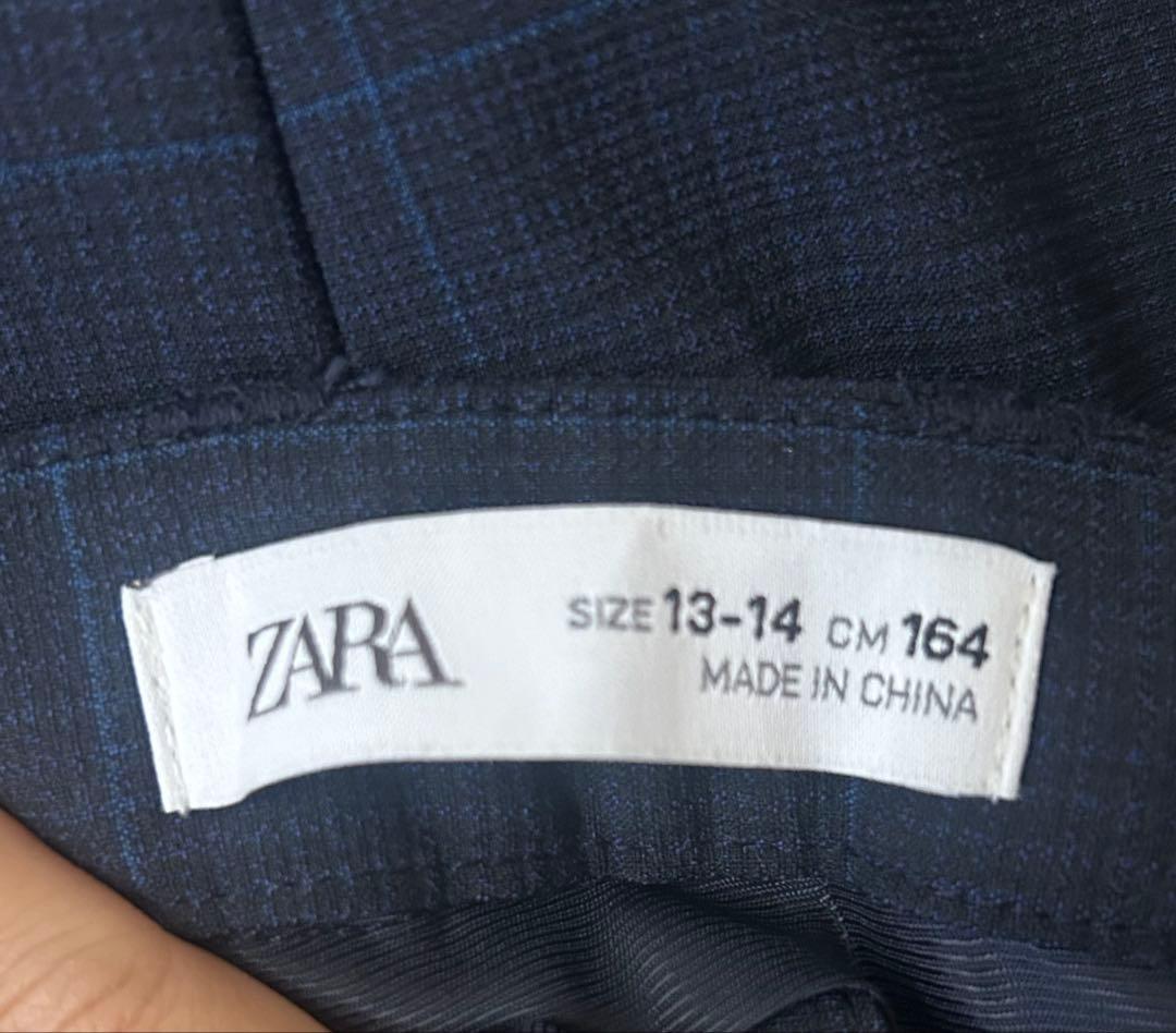 ZARA 164 スーツ　セット　卒業式　セレモニー　160 ネイビー　チェック