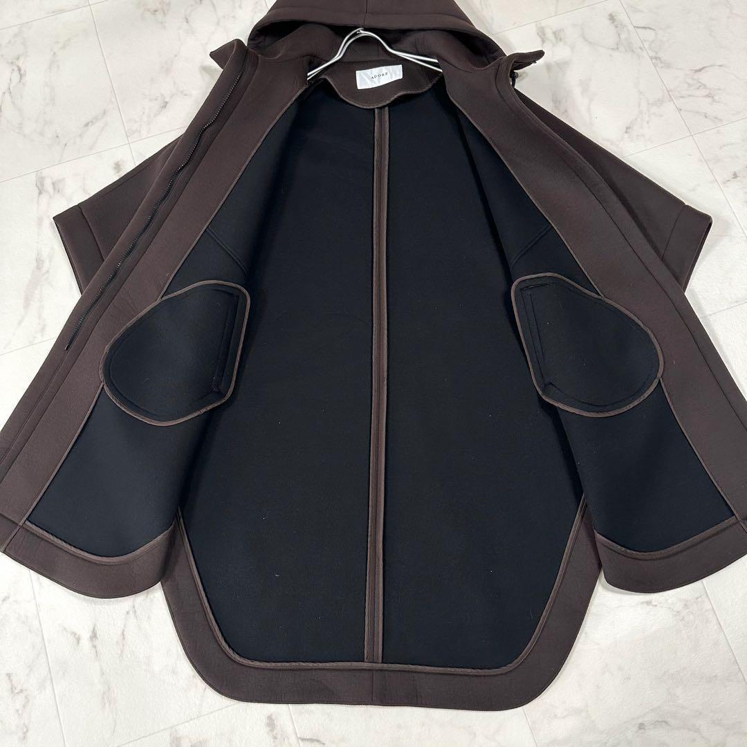 【美品】ADORE ソフトボンディング　フーディコート　変形　ブラウン　M相当