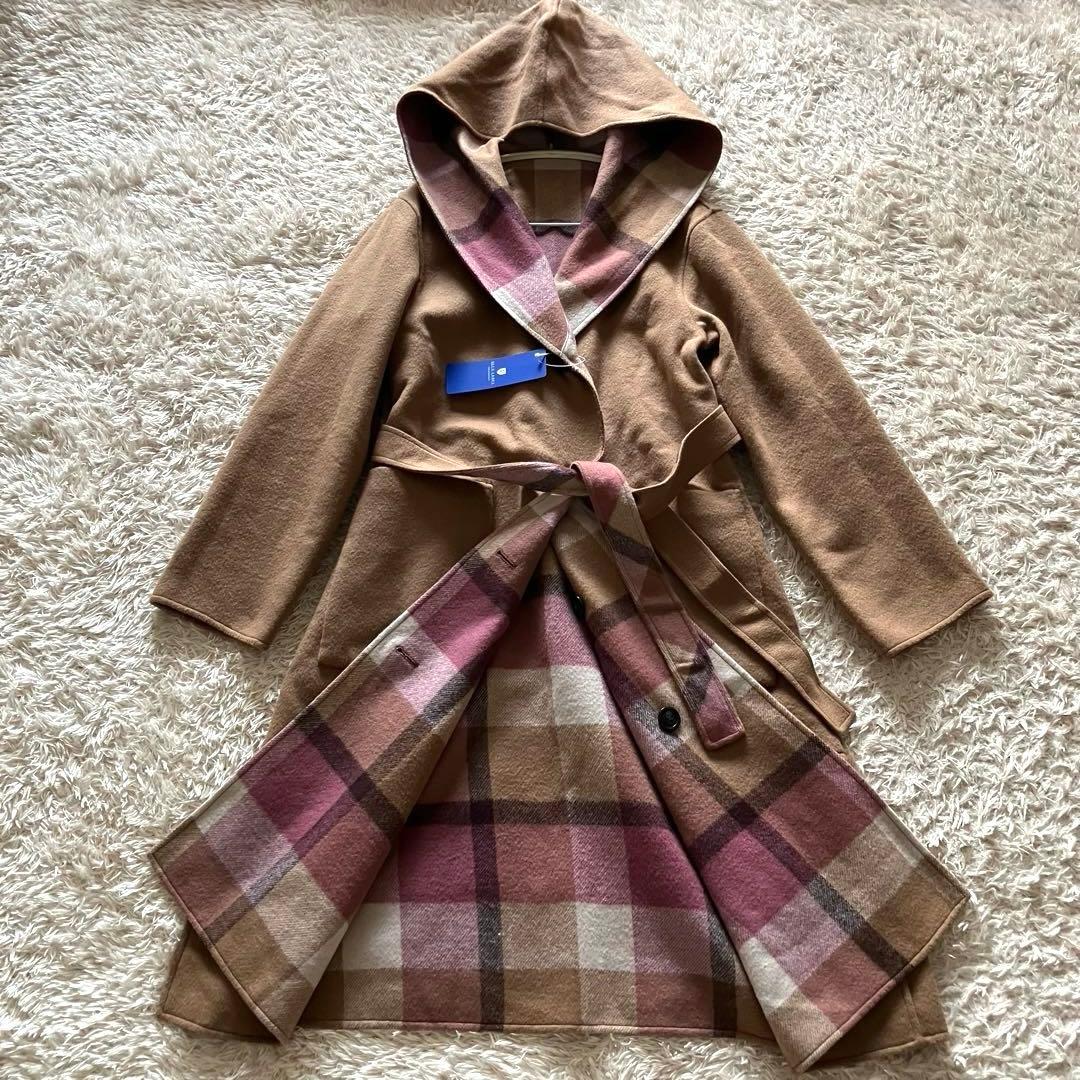 未使用品⭐️ リバーシブル✨クレストブリッジチェックダブルフェイスロングコート36