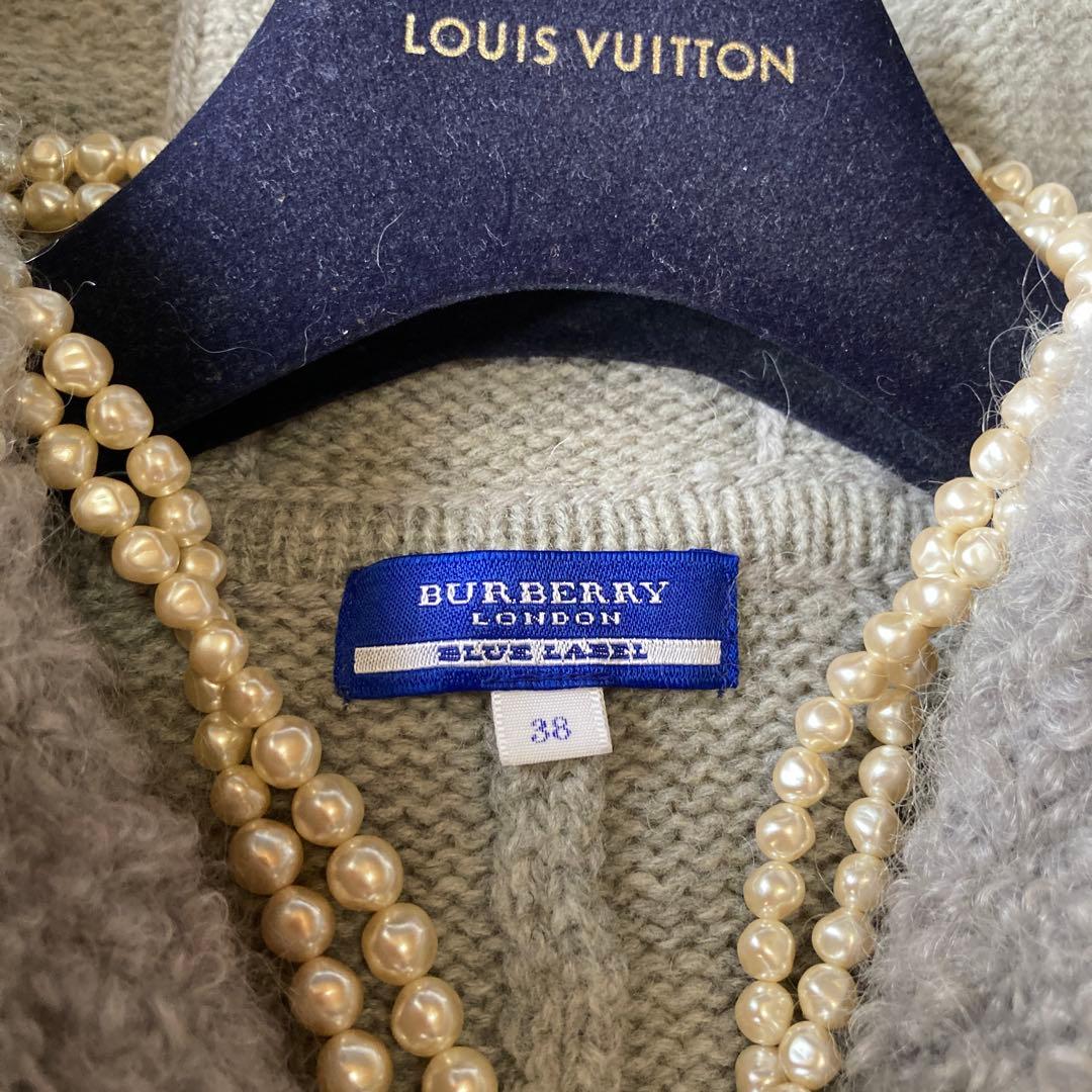 未使用に近い　バーバリーブルーレーベル　モヘヤ　ポンチョ　ケープM グレー