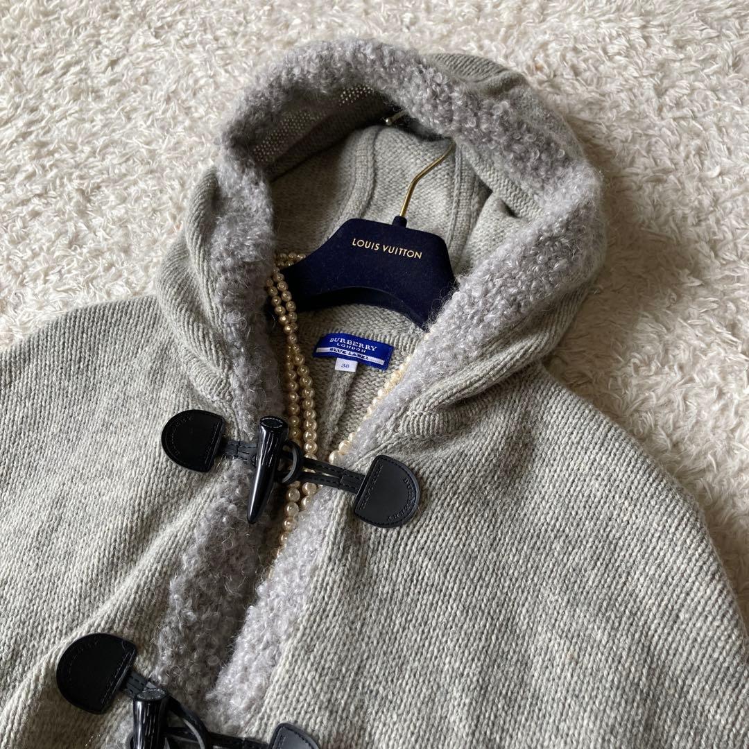 未使用に近い　バーバリーブルーレーベル　モヘヤ　ポンチョ　ケープM グレー