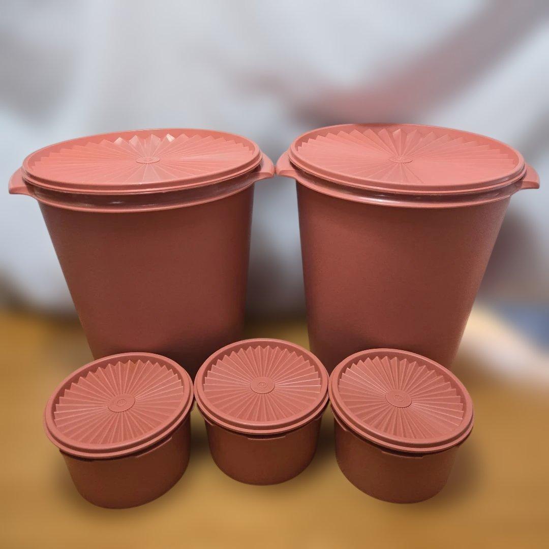Tupperware くすみピンク 保存容器5セット