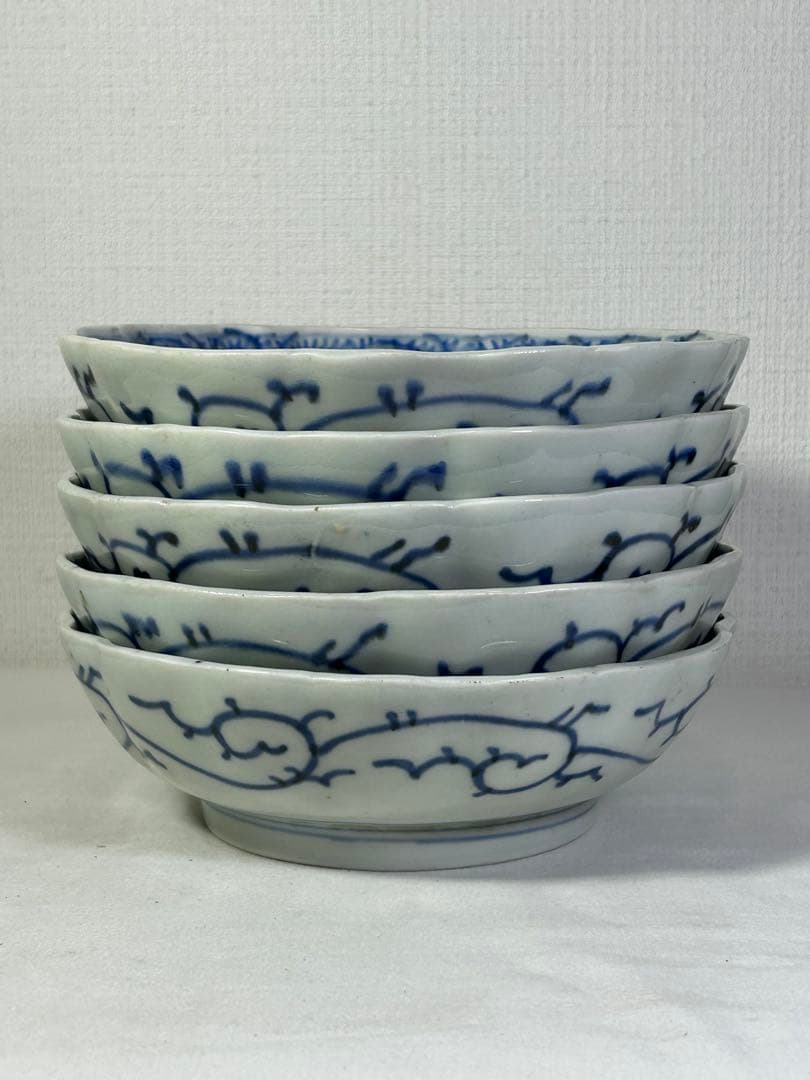 古伊万里　タコ唐草なます皿　5枚 江戸時代後期　無傷