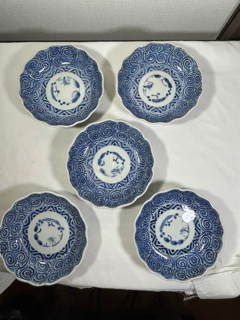 古伊万里　タコ唐草なます皿　5枚 江戸時代後期　無傷