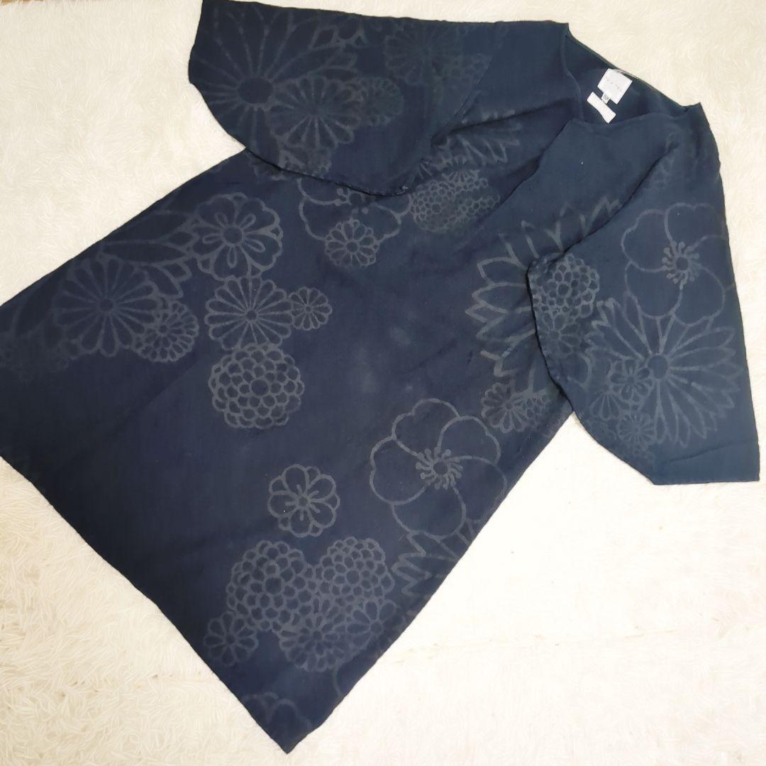 SOU・SOU ソウソウ 手捺染 和柄　ワンピース　ネイビー 花柄 Mサイズ