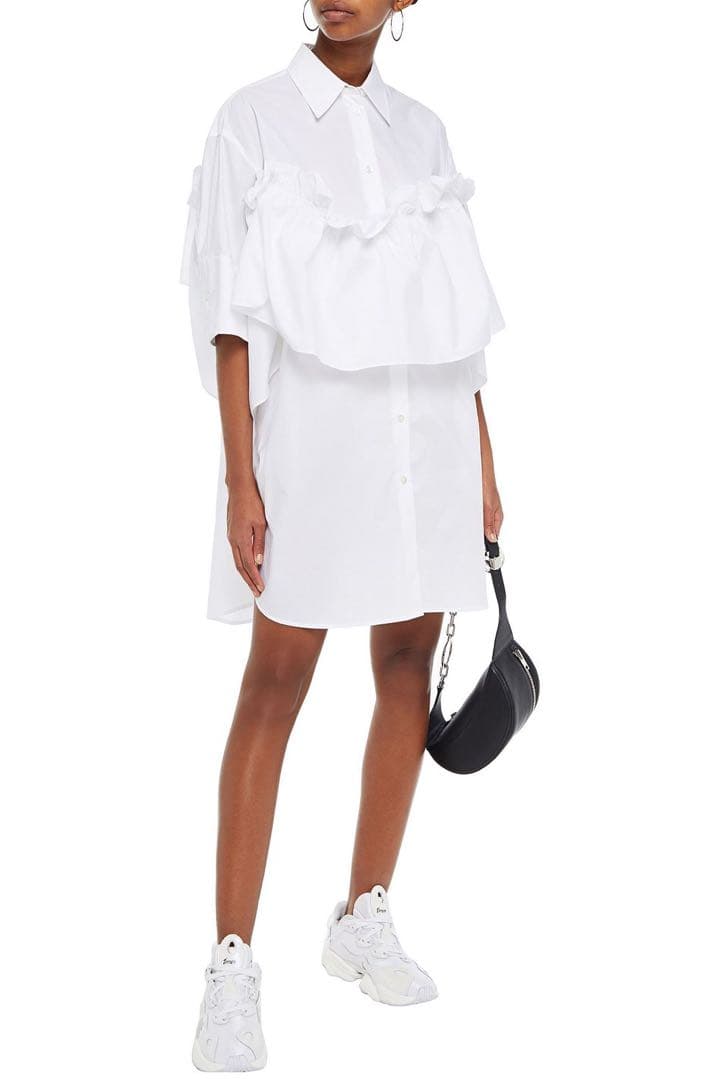 MM6 メゾン マルジェラ　フリルコットンポプリンミニシャツドレス