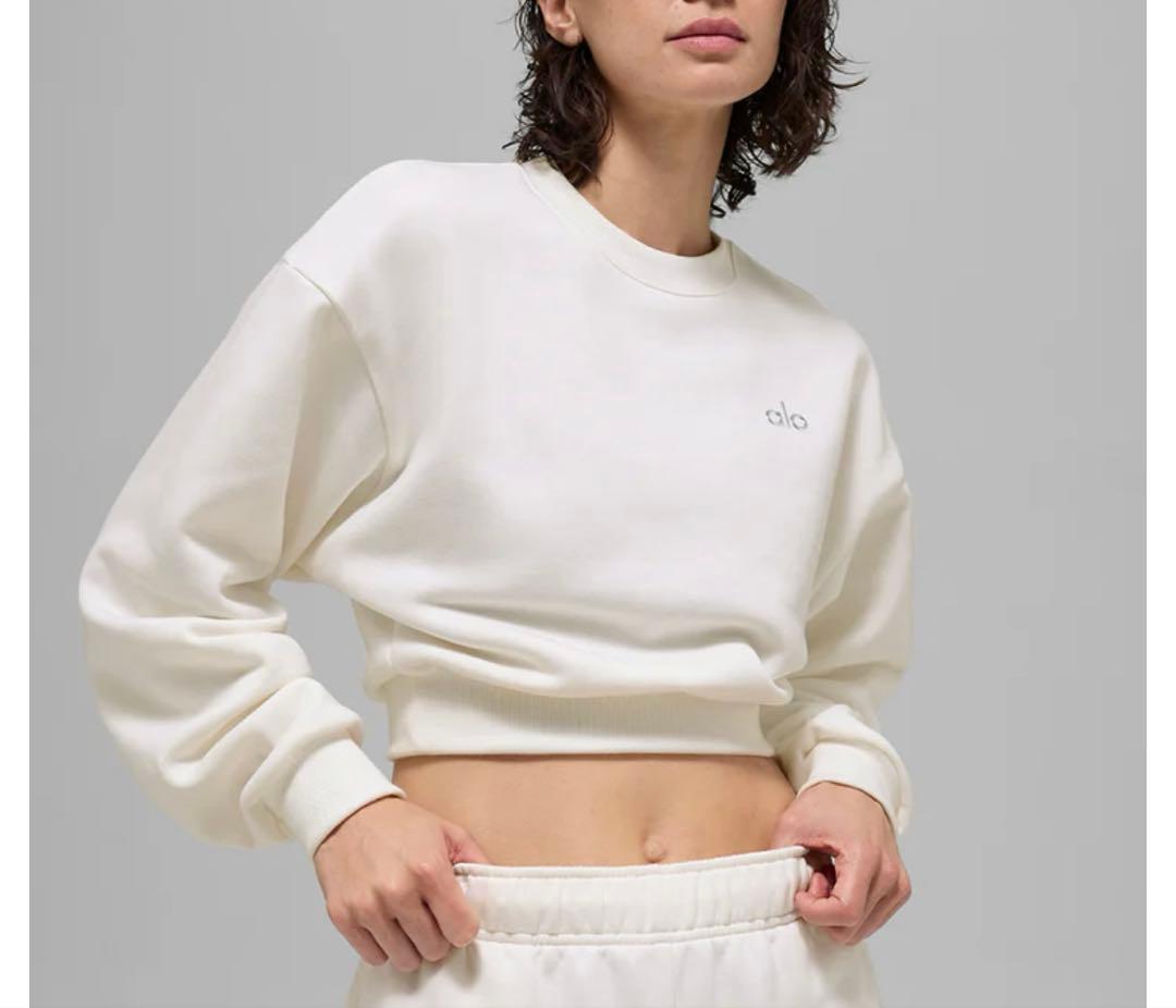 【正規品】alo クロップド Accolade クルーネック　アイボリー