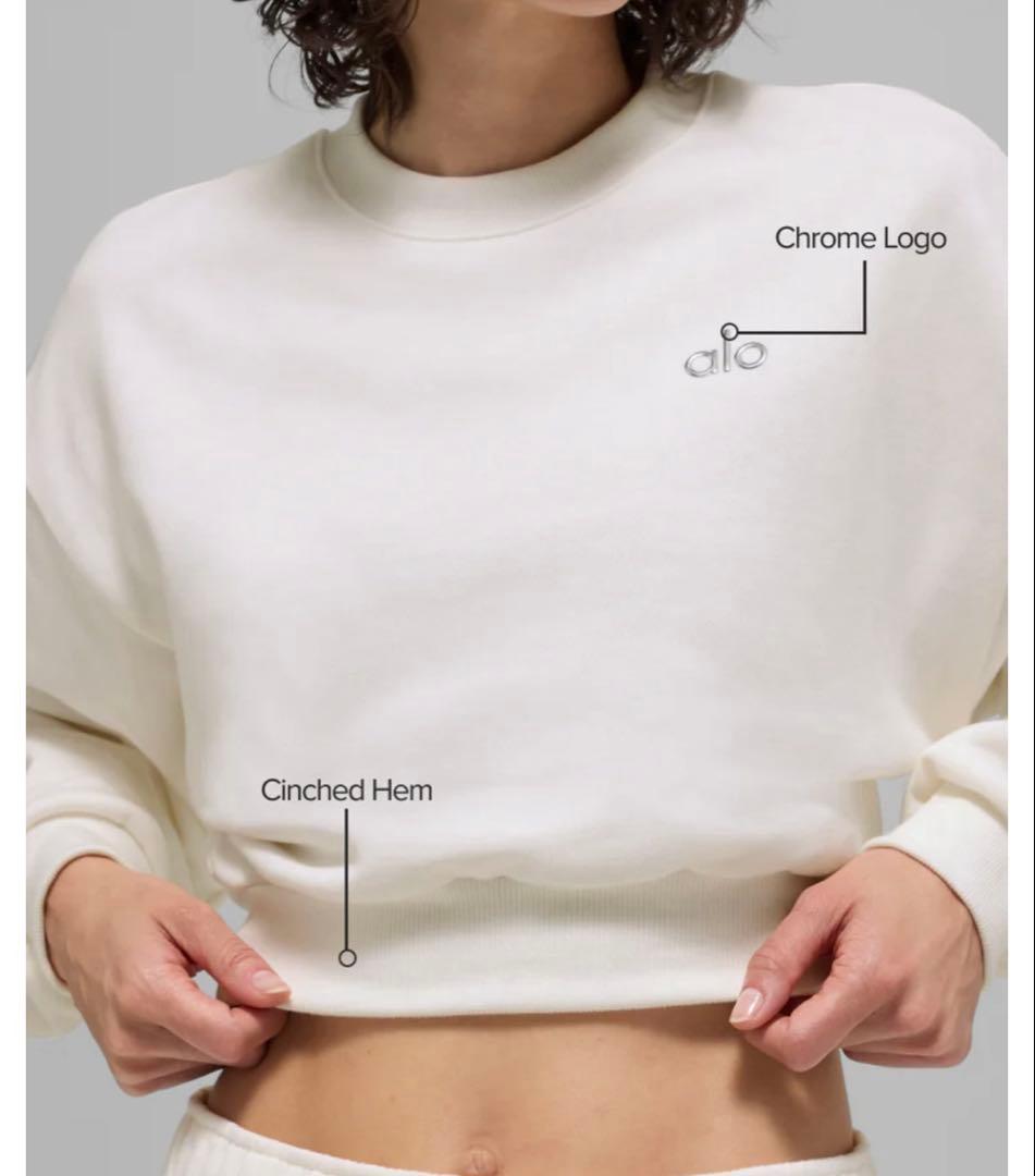 【正規品】alo クロップド Accolade クルーネック　アイボリー