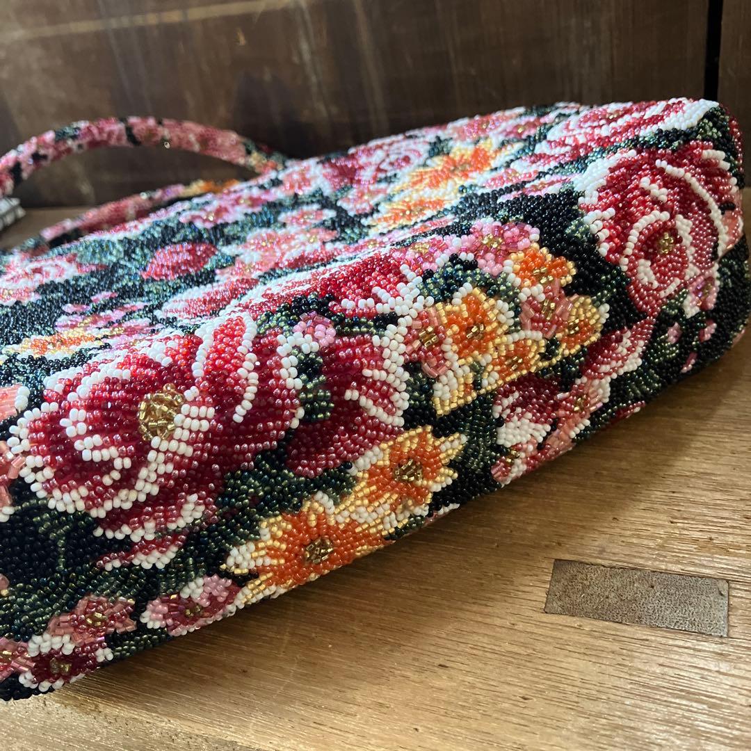 和装 総ビーズバッグ はしもと 刺繍 昭和レトロ 着物