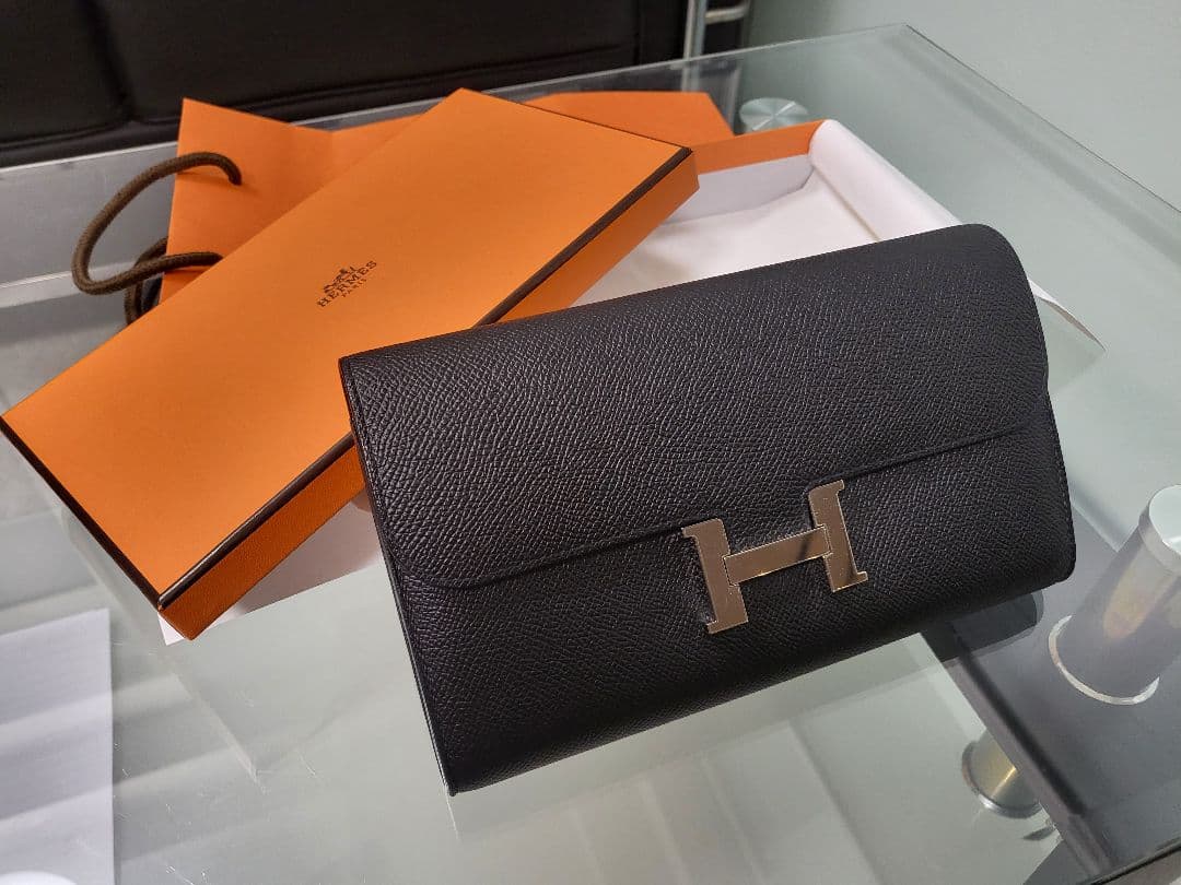 1【専用】エルメス　コンスタンス　ロング　ウォレット　ブラック　シルバー金具