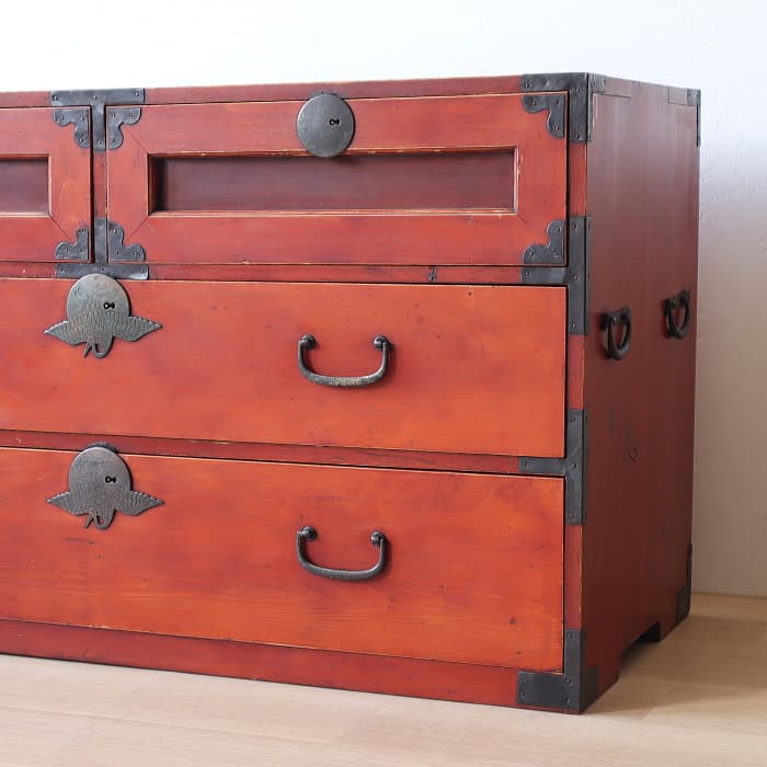 アンティーク 引出し4杯 3段 和箪笥 ローチェスト 古家具 テレビ台