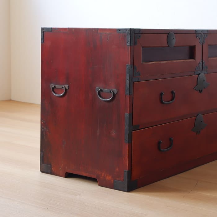 アンティーク 引出し4杯 3段 和箪笥 ローチェスト 古家具 テレビ台