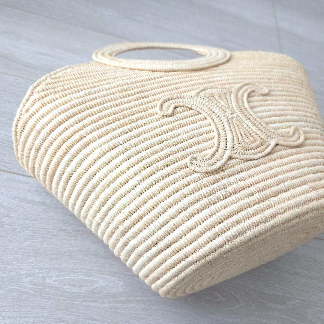 美品【セリーヌ】2025年春夏　ブレーテッド　パニエ 　ラフィア　かごバッグ