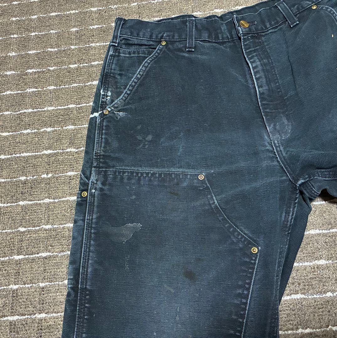 雰囲気抜群 carhartt ダブルニーペインターパンツ ペンキ飛び BLACK