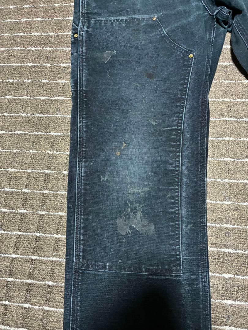 雰囲気抜群 carhartt ダブルニーペインターパンツ ペンキ飛び BLACK
