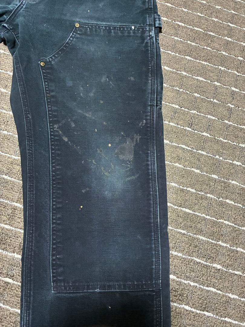 雰囲気抜群 carhartt ダブルニーペインターパンツ ペンキ飛び BLACK