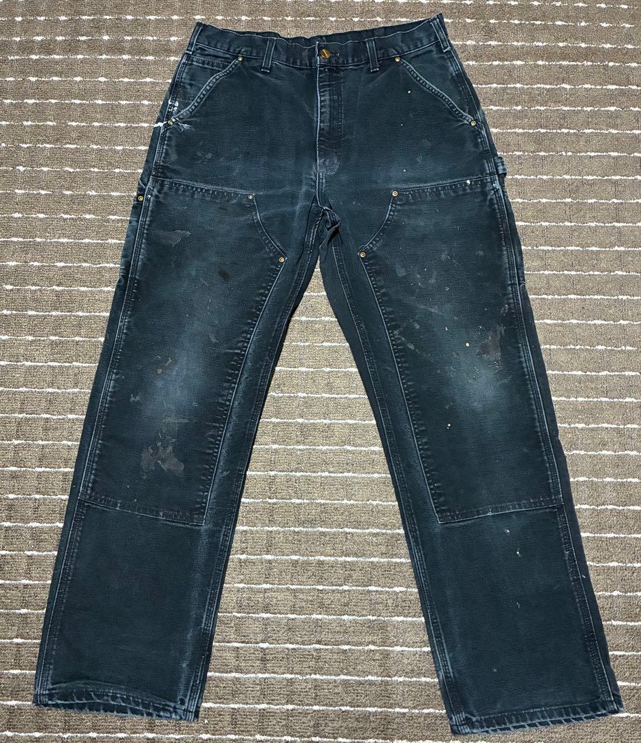 雰囲気抜群 carhartt ダブルニーペインターパンツ ペンキ飛び BLACK