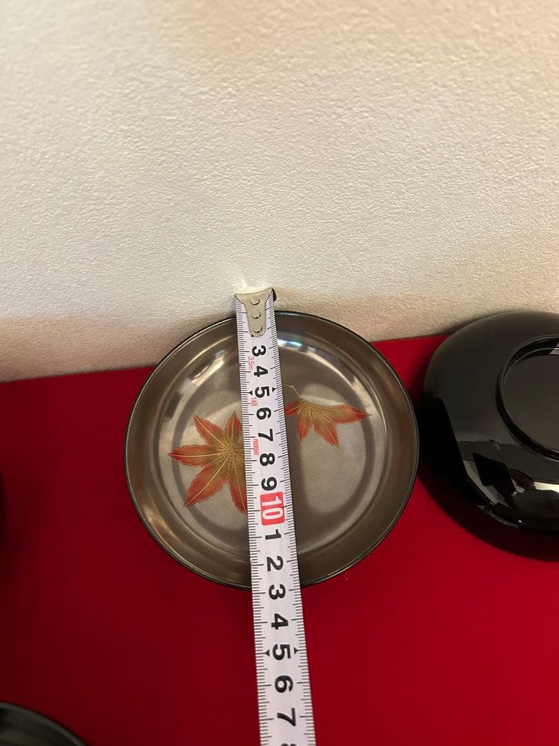 輪島塗　黒呂色蓋内銀地　紅葉蒔絵煮物椀五客