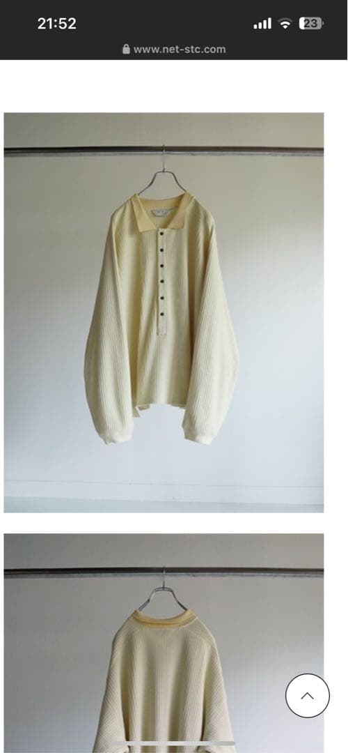 ANCELLM HENLEY RIB LS T-SHIRT （CREAM）