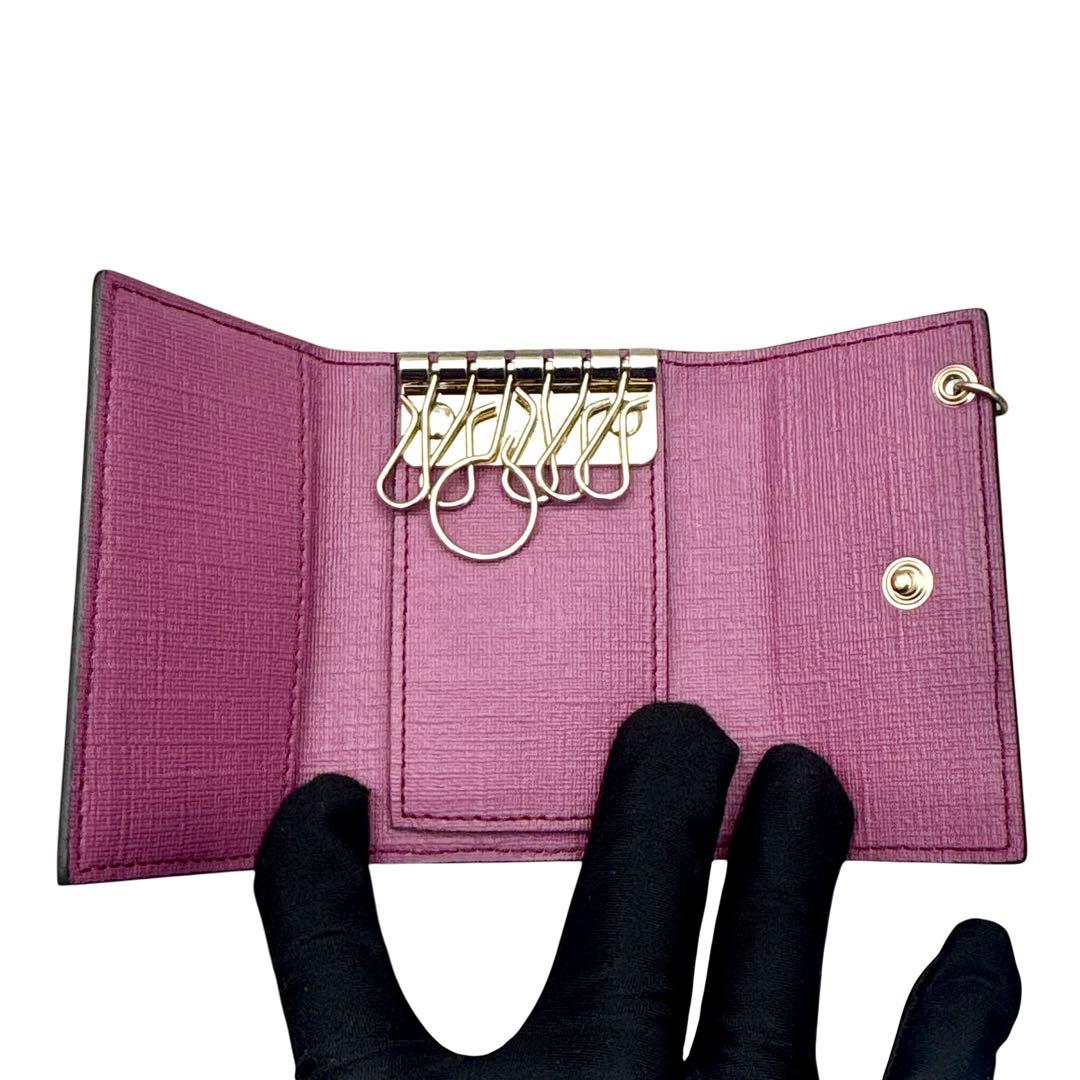 極美品 GUCCI GGキャンバス キーケース ベージュ×ブラウン ６連　付属品