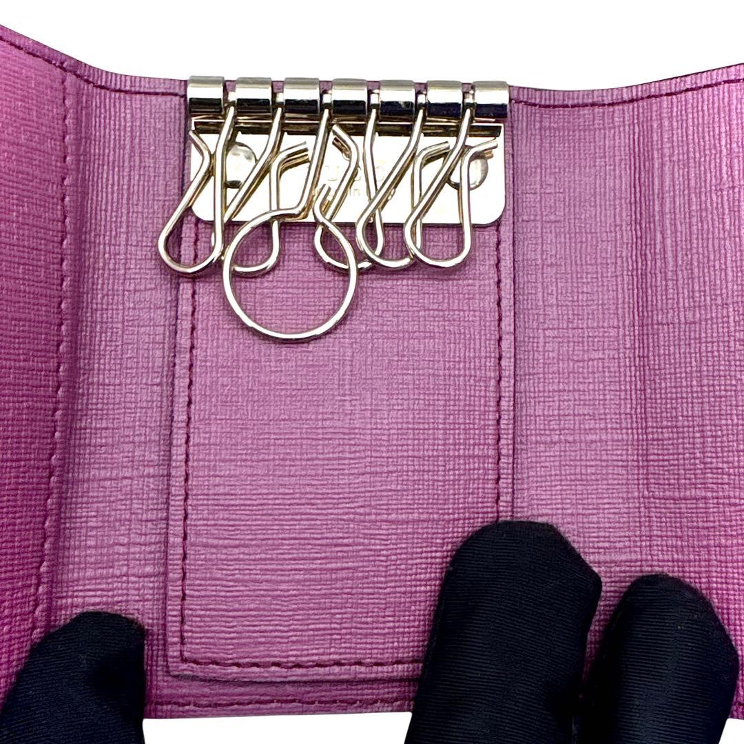 極美品 GUCCI GGキャンバス キーケース ベージュ×ブラウン ６連　付属品