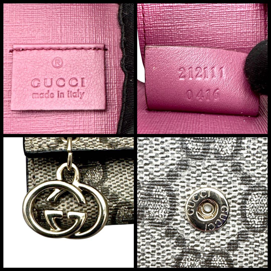 極美品 GUCCI GGキャンバス キーケース ベージュ×ブラウン ６連　付属品