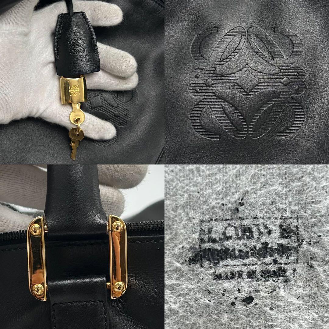 美品 ロエベ アマソナ ボストンバッグ 旅行 ブラック レザー メンズ 大容量