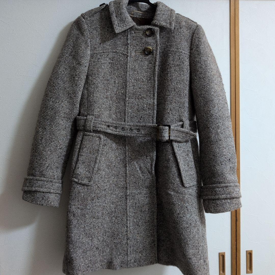 グレー系ツイードロングコート