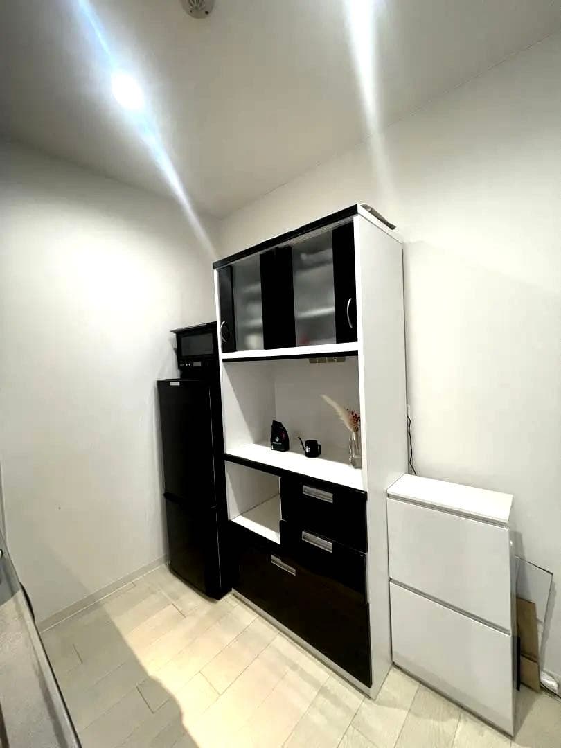 【美品】食器棚・キッチンボード85 ホワイト・ブラック