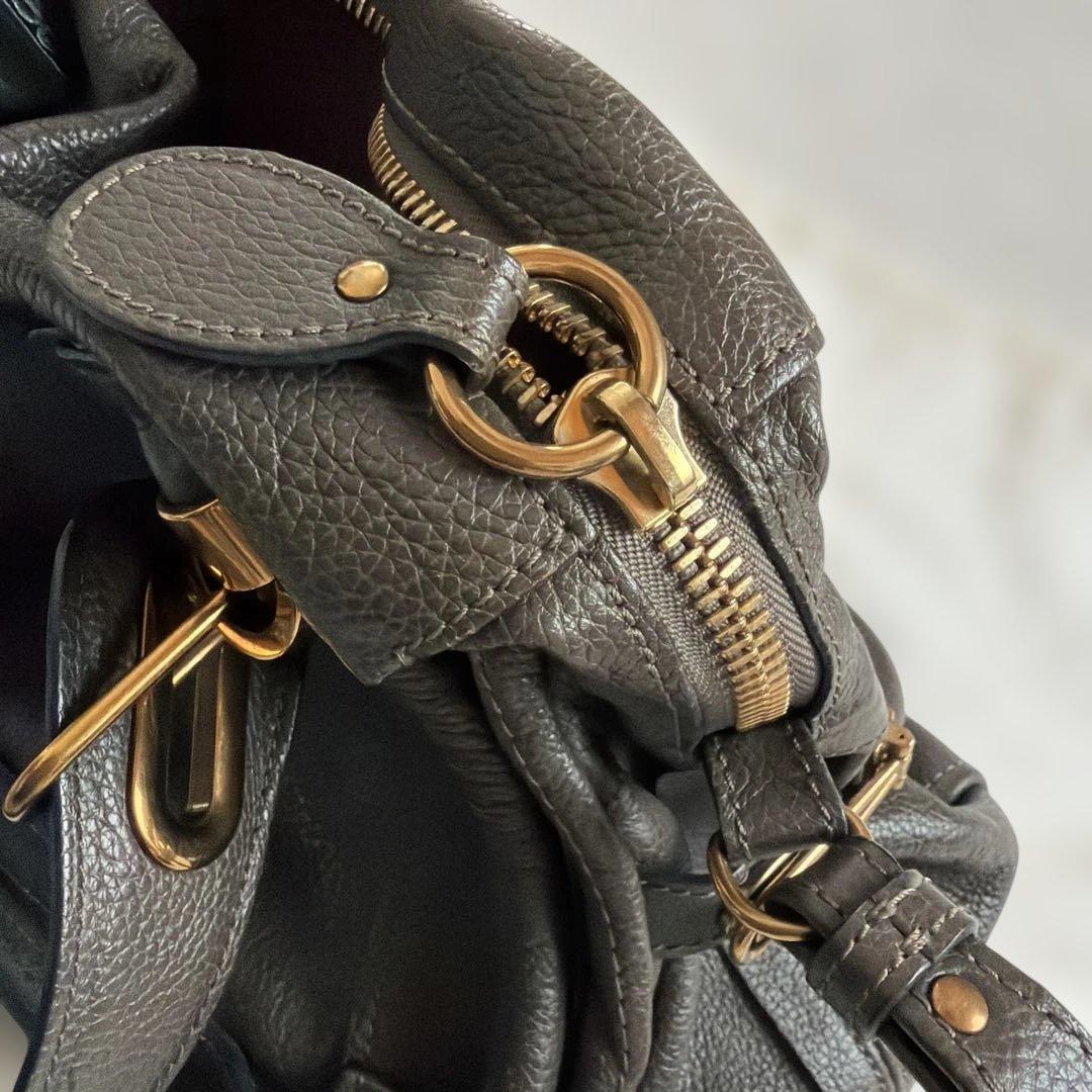 Chloe クロエ　パラティ　グレー レザー ショルダーバッグ 保存袋付き