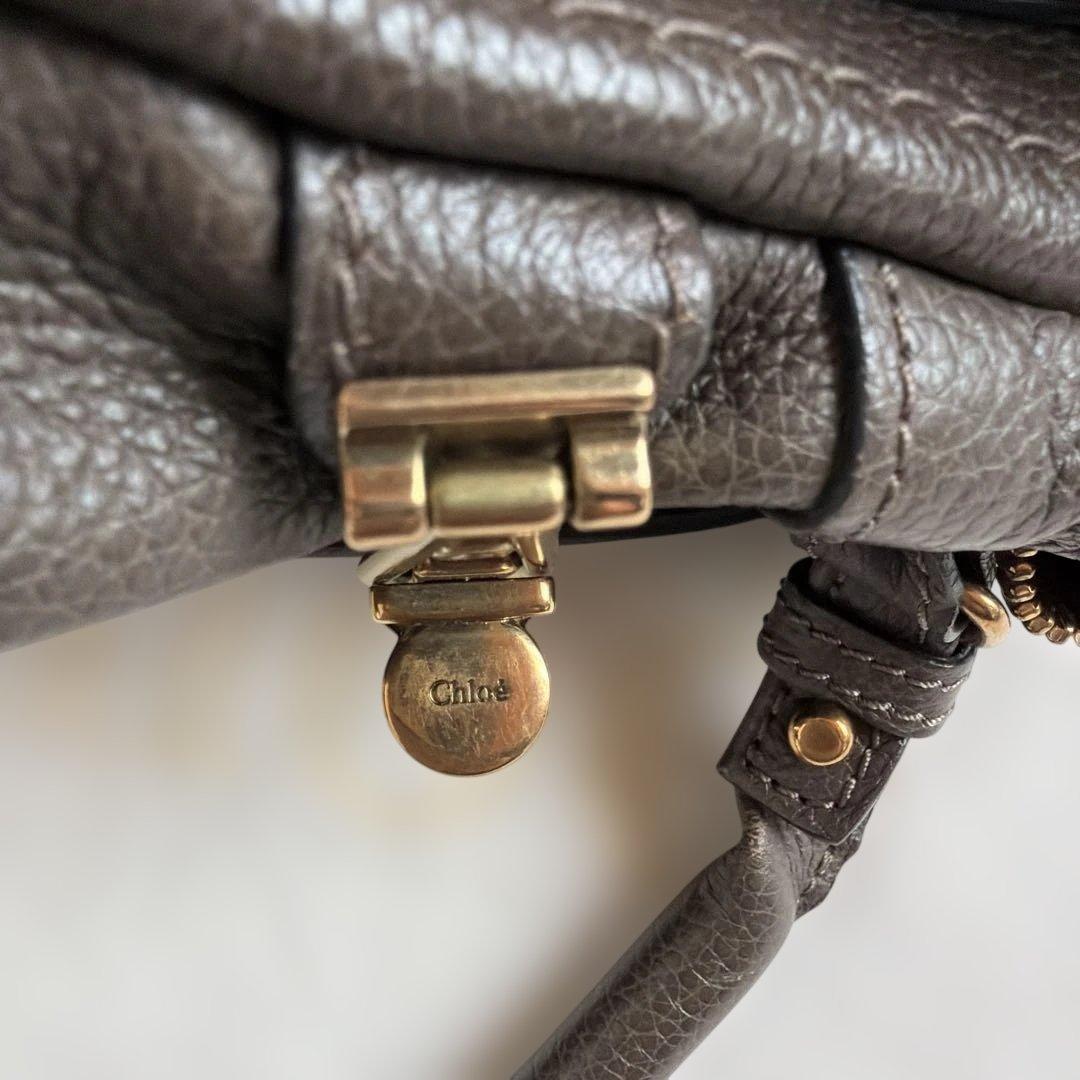 Chloe クロエ　パラティ　グレー レザー ショルダーバッグ 保存袋付き