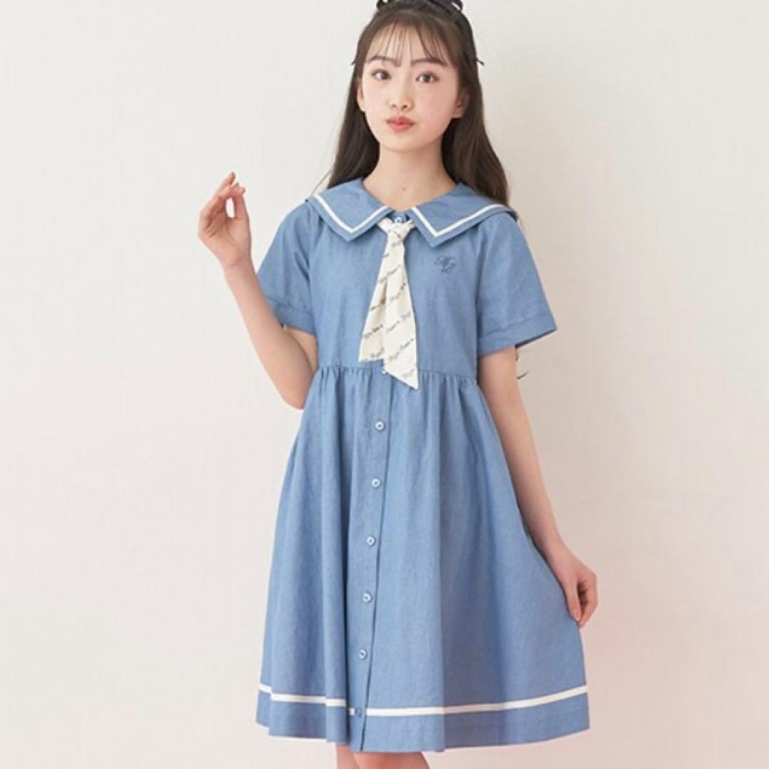 メゾピアノジュニア　スカーフつきセーラーワンピース　140