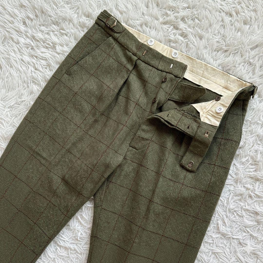 美品 CORDINGS 英国製 アジャスター付 パンツ 36 グリーン チェック
