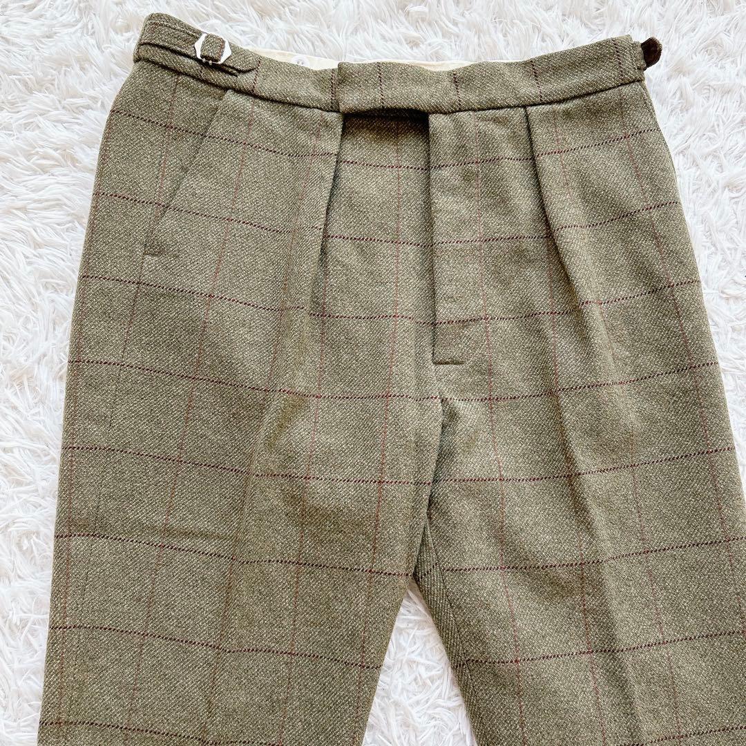 美品 CORDINGS 英国製 アジャスター付 パンツ 36 グリーン チェック