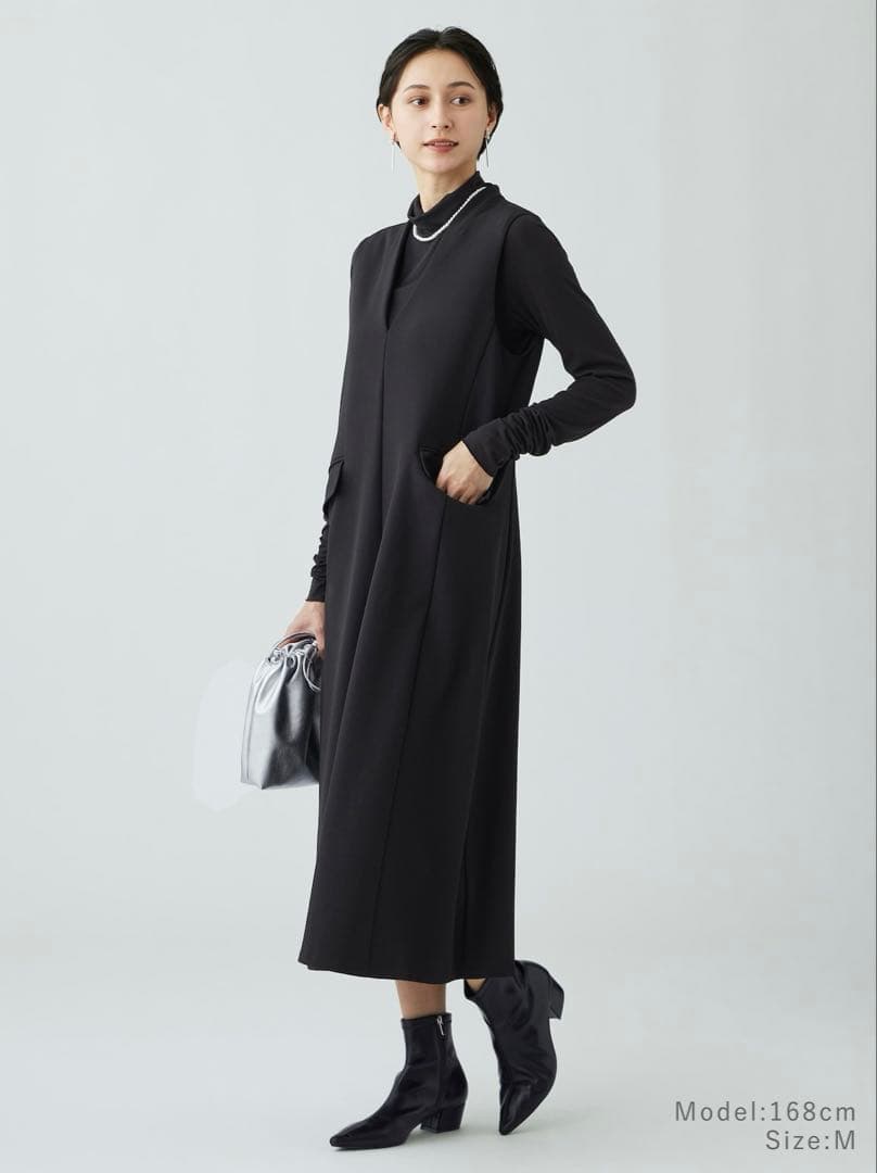 PLST ジョーゼットジャージージャンパーワンピース