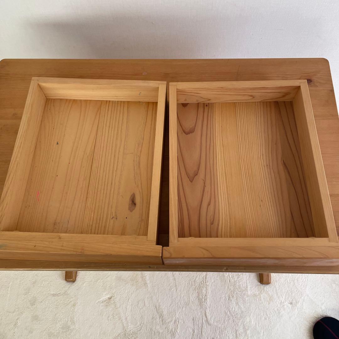 総檜 ヒノキ シンプルデスク 学習机 縁起物 引き出し