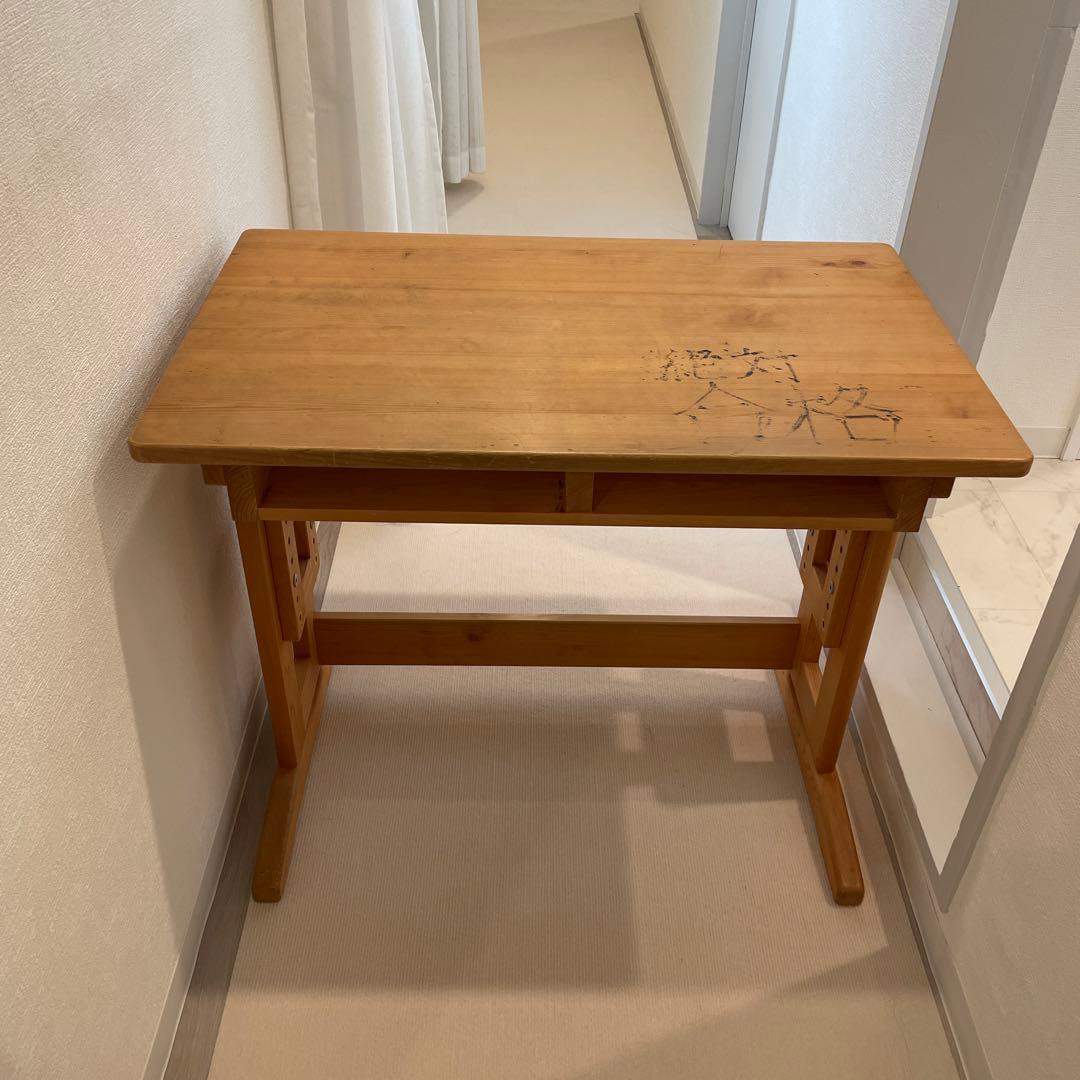 総檜 ヒノキ シンプルデスク 学習机 縁起物 引き出し