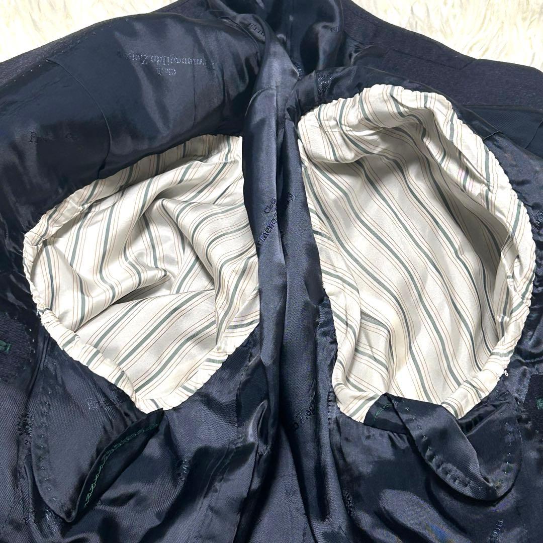 良品　エルメネジルドゼニア生地　スーツセットアップ　100AB7 ネイビー系