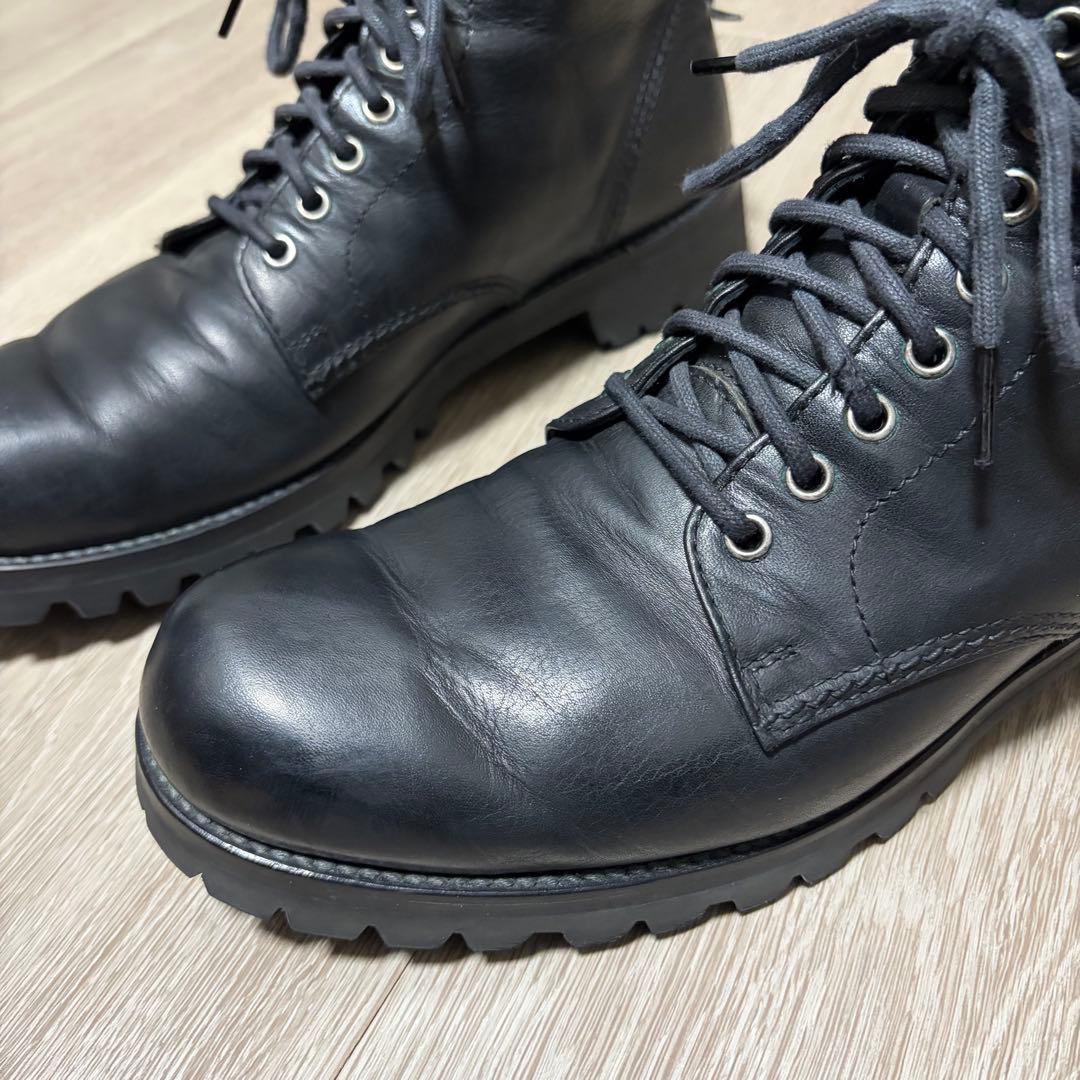 PADRONE パドローネ バックジップ レースアップブーツ 41 ブラック