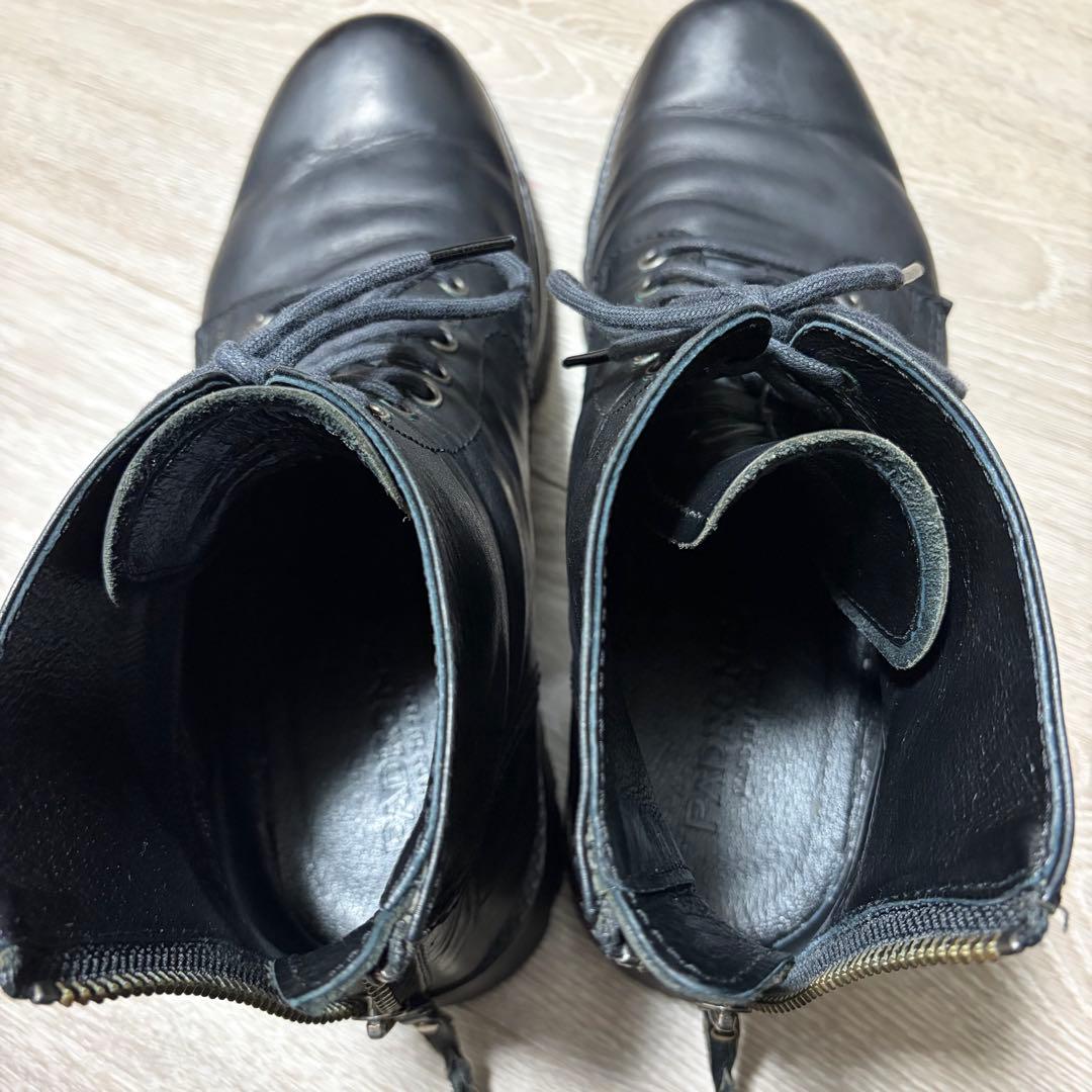 PADRONE パドローネ バックジップ レースアップブーツ 41 ブラック