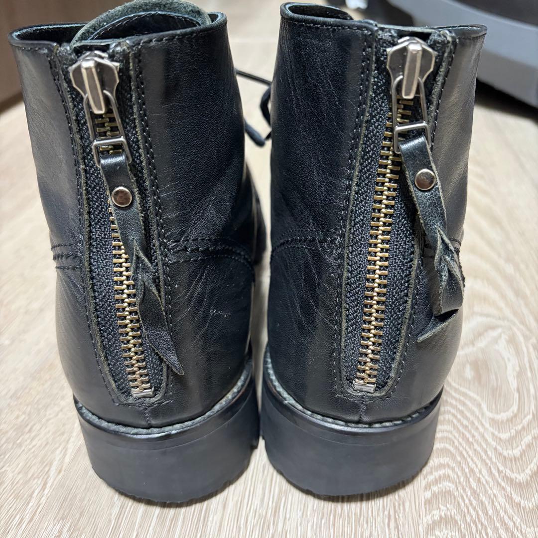 PADRONE パドローネ バックジップ レースアップブーツ 41 ブラック