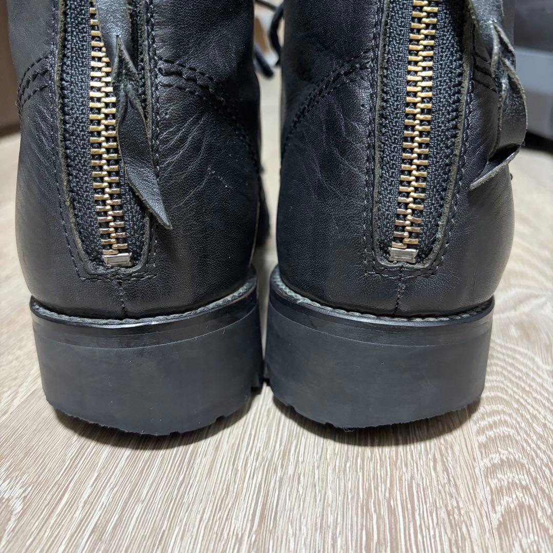 PADRONE パドローネ バックジップ レースアップブーツ 41 ブラック